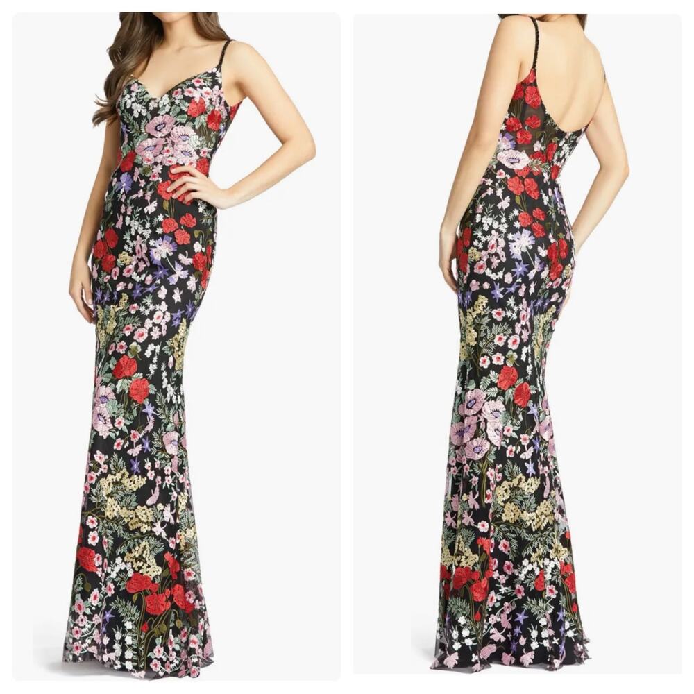 Mac Duggal Floral Embroidered Lace Sweetheart Neck Formal Gown Size 8 NWT